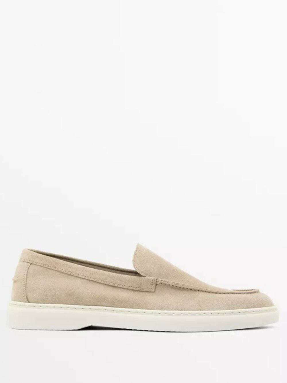 Massimo Dutti Split leather loafers with moc toe - Color: Sand - Size: Men 8